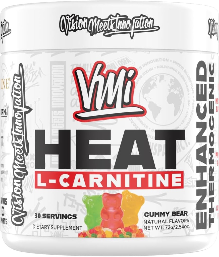 Calor L-Carnitine Powder Enhanced Thermogenic TEN 1500 mg L-Carnitine TEN Maximum Absorption Fórmula ANTE Gran Sabor para Hombres y Mujeres ANTE 30 Servimientos (30 Servir, Oso Gummy)