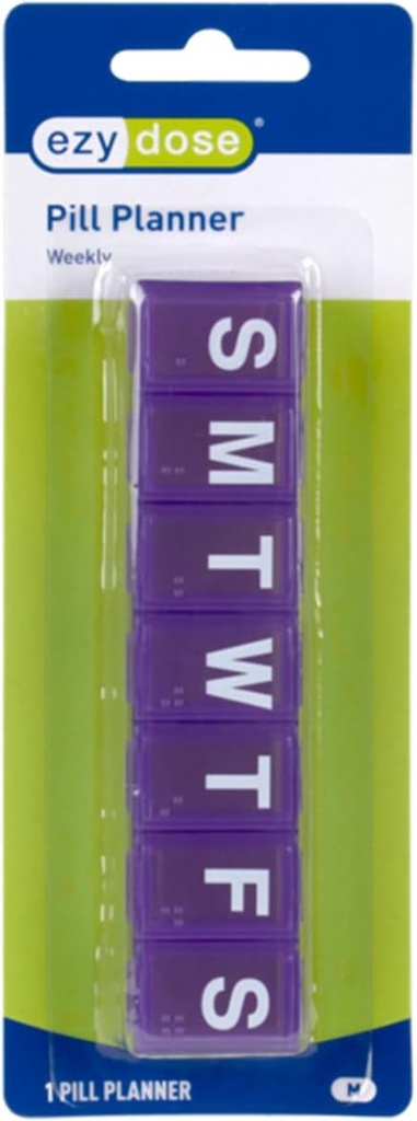 EZY DOSE Organizador semanal (7 días), Planificador diario de vitaminas, Contenedor de medicina, Caso de suplementos y aceites de pescado, Compartimientos medios, Los colores pueden variar, Hecho en los EE.UU.