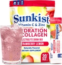 The Frozen Bean Sunkist Collagen Drink Mix - Hydration Strawberry Lemon Electrolyte Drink for Women with Vitamin C, Zinc, Collagen Peptides, Naturally Flavored - 20 Pack