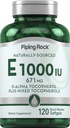 Piping Rock Vitamina E 1000 IU Softgels tención 120 Conteo Silencioso con D-Alpha y Tocoferoles mixtos TEN Gluten Free, Suplemento No GMO