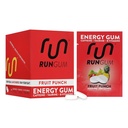 RUN GUM Fruit Punch Energy Chewing Gum 50mg Caffeine Taurine & B-Vitamins Por Piece, 24 piezas (Pack of 12) Sugar Gratis, Cero Calorie, No Aspartame, y Gluten Gratis, 1 ea