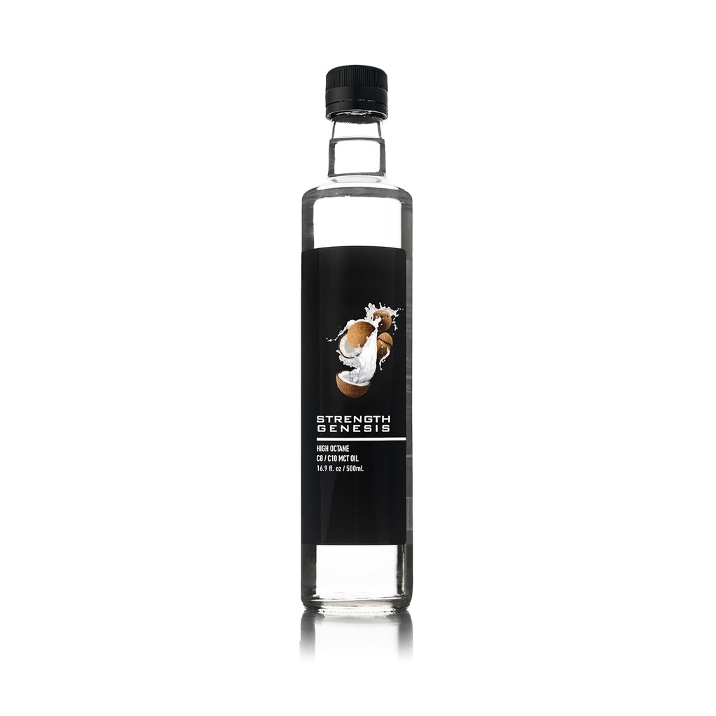Premium MCT Oil High Octane C8 C10 MCT Aceite 500ML BPA Botella de vidrio gratis ← Mejor Café Keto MCT, Té, Smoothies ¦ Pure MCT Coconut Oil 60% C8 40% C10 No Gluten Sin sabor