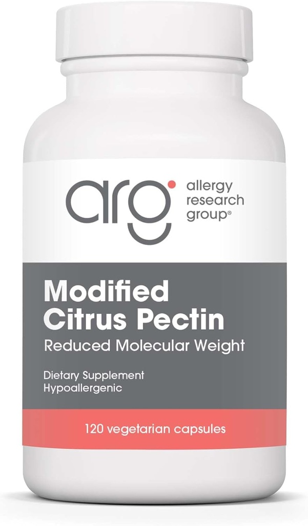 Allergy Research Group Modified Citrus Pectin - Dietary Supplement for Natural Detox and Cleanse, Citrus Pectin Powder Capsules with Reduced Molecular Weight - 120 Vegetarian Capsules