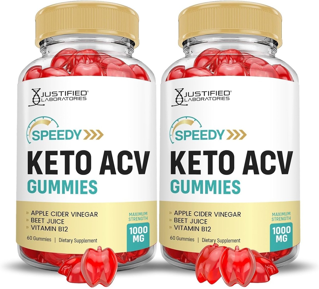 Laboratorios justificados (2 Pack Speedy Keto ACV Gummies Advanced Formula 1000MG Speedy Keto Gummies Apple Cider Vinegar Formulado con Pomegranate Beet Juice Powder B12 Vegan Non GMO 120 Gummys