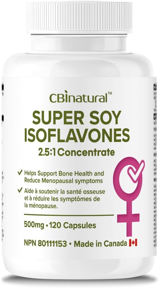 Soy Isoflavones 2.5:1 Extracto 500mg (1250 mg Equivalente), soporta el bienestar de las mujeres, 120 cápsulas veganos, suministro de 4 meses, no GMO, Gluten Free