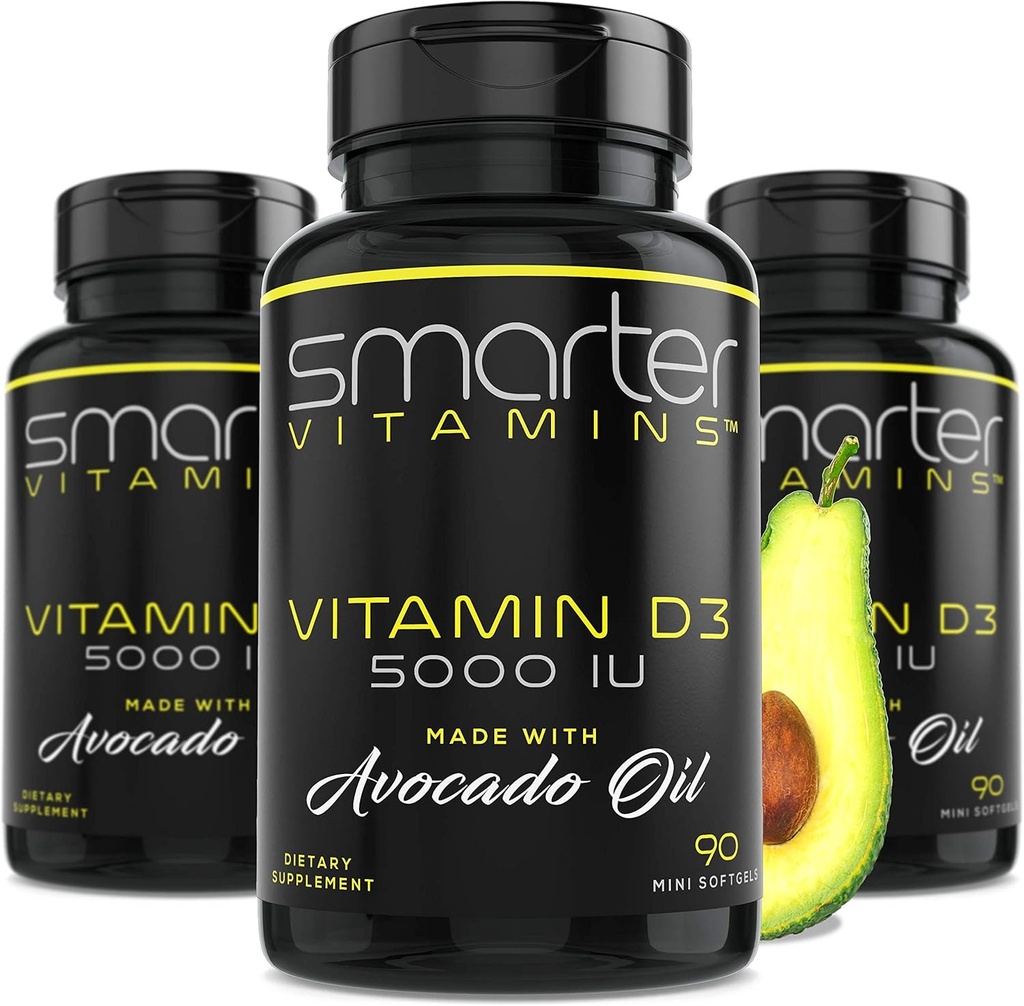 (3 Pack) Más inteligente Vitamina D3 5000 UI en Avocado Oil 125mcg 270 Mini Softgels