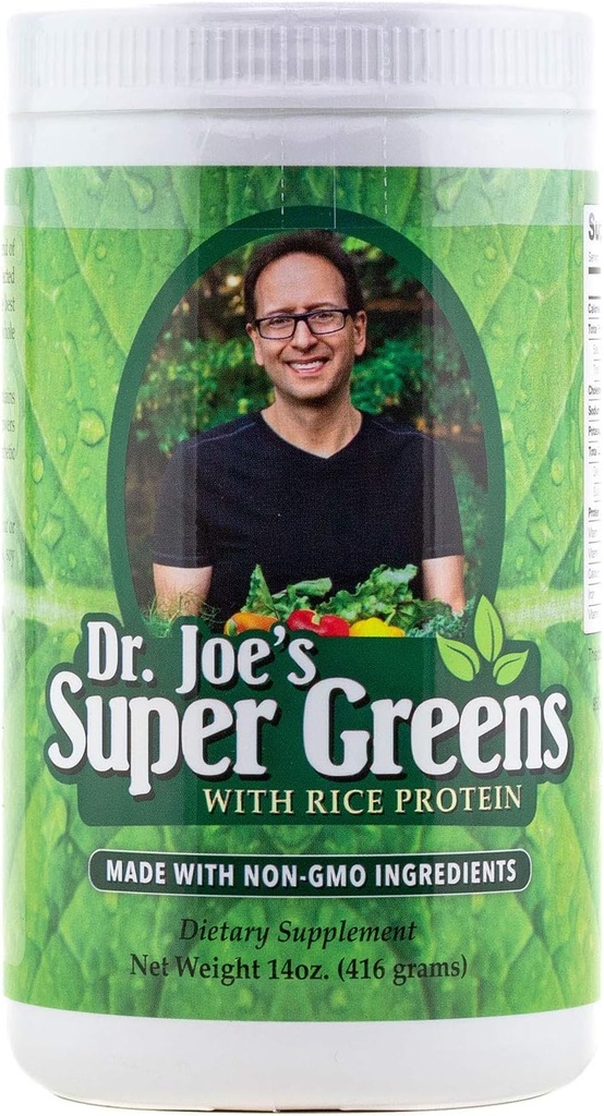 Dr. Joe's Super Greens - Vegan, Green, Superfood Powder con Rice Protein