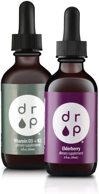 Suplementos de gotas de arándano líquido y vitamina D3+K2 gotas Bundle