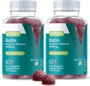 Viteey Biotin Gummies for Hair Skin and Nails - Biotin for Hair Growth Gummies - 10,000 mcg - Vegan, Gluten-Free, Non-GMO – 120 Con