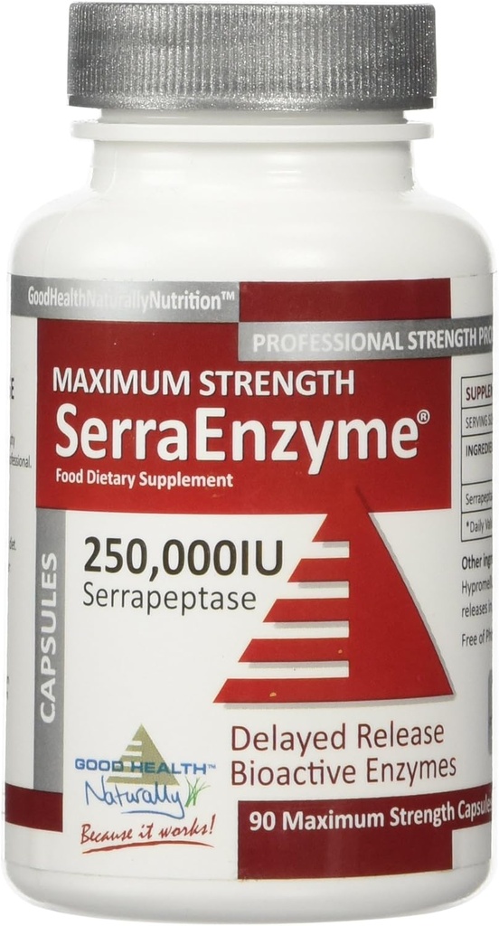 Serra Enzyme Serrapeptase Supplement - Clear Lungs and Sinuses, Proteolytic, Digestive Cleanse TEN 250,000 IU - Maximum Strength TEN 90 Capsules