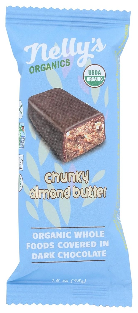 Nellys Organic Dark Chocolate Chunky Almond Butter Bar, 1.6 Oz