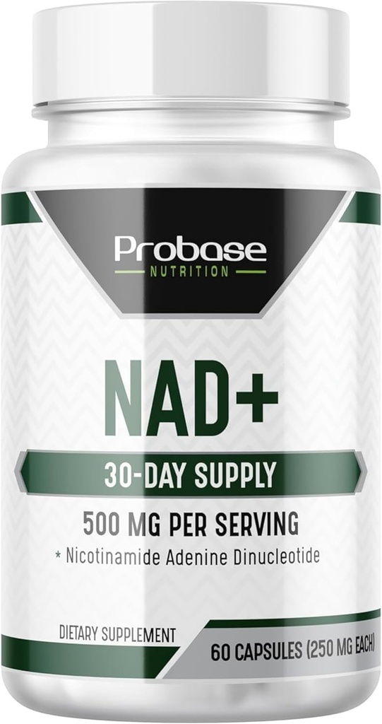 Probase Nutrition NAD Suplemento 500mg High Potency 30 Day Supply NAD Maximizer Similar a Nicotinamide Riboside Vegan Non GMO Tercera Parte testada