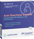 WELMATE - Anti-Diarrheal Caplets (24 Caplets) - Loperamida HCL 2 mg - Diarrhea Symptom Relief - Upset Stomach Reliever - Anti Diarrea Pills - Medicación sobre el hombro