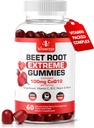 Extreme Beetroot Formula " COQ10 100mg con Grape Seed Extract, para Circulation Energy " Flow, 1500mg Beet Root Gummies Extracto Gluten Free 60