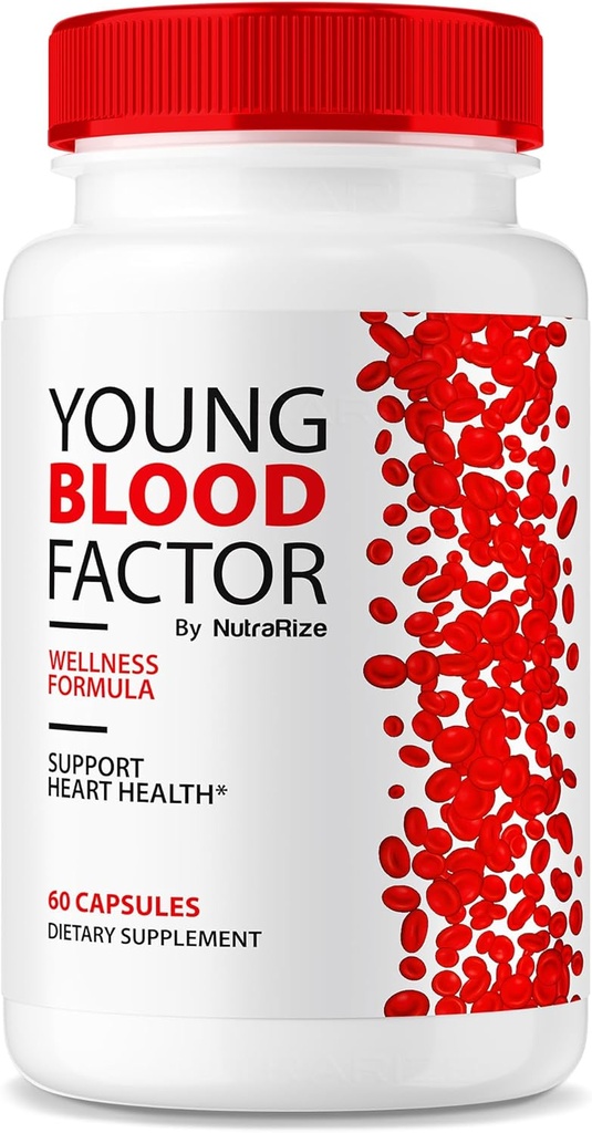 NutraRize Young Blood Factor Capsules - Official Blood Vessel Cleaner Formula, All Natural Supplement to Maintain Healthy Stable Levels, YoungBloodFactor Support Pills Reviews (60 cápsulas)