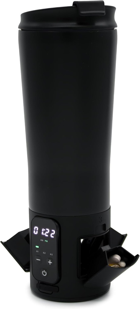 e-Pill Smart 12,5 oz de acero inoxidable Tumbler de agua Organizador y Recordatorio de Medicina
