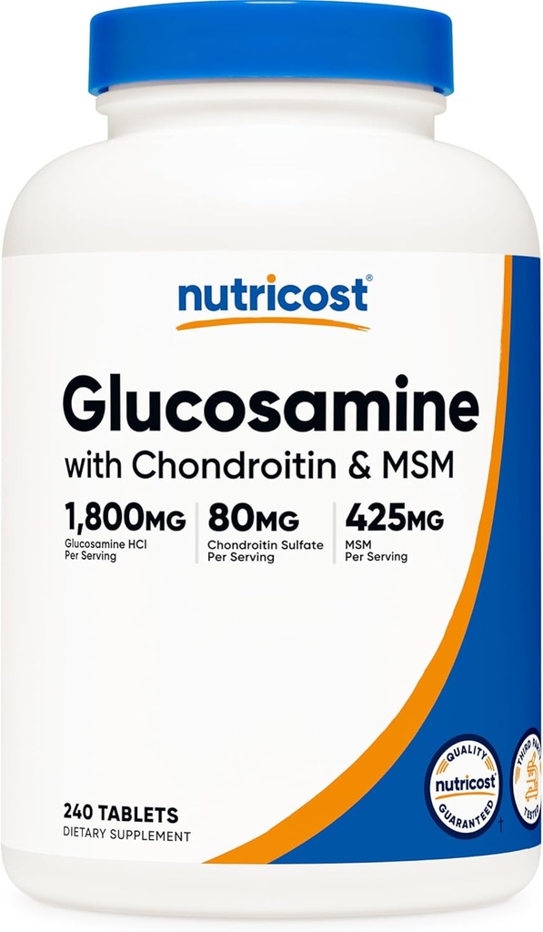 Nutricost Glucosamine 1800mg con condroitina &amp; MSM, 240 Tablets, 120 Servings - No GMO, Gluten Free