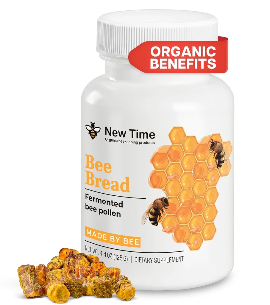 Pan de abeja orgánica - Contaminado de abeja fermentado 4.4oz (125g) 100% Natural Superfood Granules Suplemento multivitamina para el crecimiento del pecho, Probiótico, Proteínas vitales, Aminoácidos Apoyo inmunitario &amp; Energía Boost