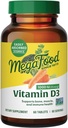 MegaFood Vitamina D3 1000 UI (25 mcg) - Suplementos de vitamina D con alimentos reales, soporte inmunológico, huesos de apoyo, dientes &amp; musculos, vegetariano, libre de gluten, no GMO, Kosher – 60 Tabletas, 60 Serviciones