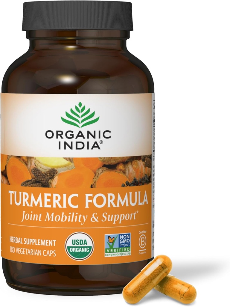 Orgánica de la India Curcumina Turmérica con Pepper Negro - Suplemento Turmérico Orgánico y Suplemento de la Curcumina, Cápsulas Turméricas, Soporte Conjunto &amp; Apoyo Sistema Inmunitario, Cuerda entera, Trikatu - 180 Cápsulas