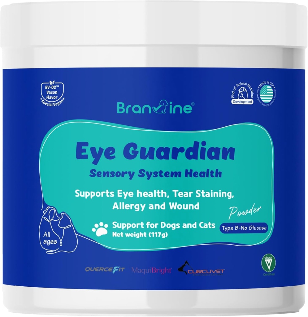 Guardián de ojos para gatos y perros - Soporta salud de ojos, tenedor, alergia y heridos (117g) con MaquiBright (Peso superior)