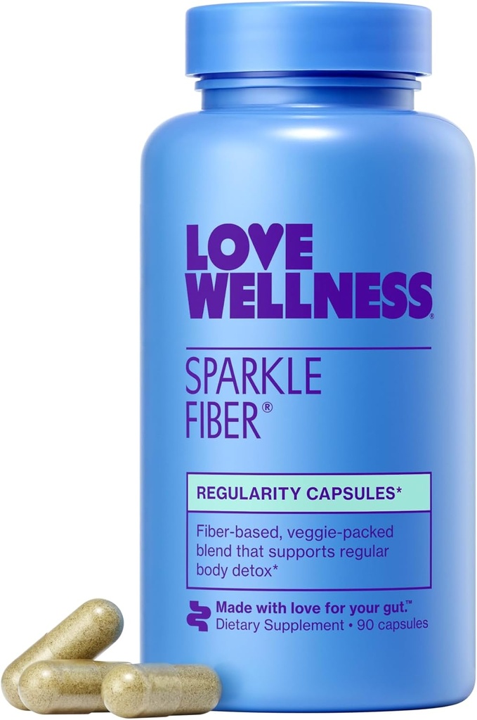 Love Wellness Sparkle Fiber ¦ Fiber Supplement with Digestive Enzymes TEN Greens Superfood Powder " Psyllium Husk Powder ← Promueve la Salud Gut para las Mujeres