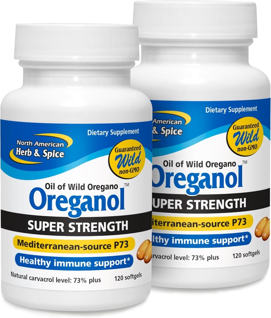 NORTH AMERICAN HERB &amp; SPICE Super Strength Oreganol P73 - Pack of 2, 120 Softgels - Immune System Support - Non-GMO, Vegan Friendly - 240 Total Servings