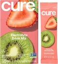 Cure Hydration ¦ Plant-Based Electrolyte Drink Mix ← No Añadido Sugar ← Dehydration Relief Powder Hecho con Coconut Water ← Non-GMO ← Vegan tención Caja de 8 Packets - Strawberry Kiwi