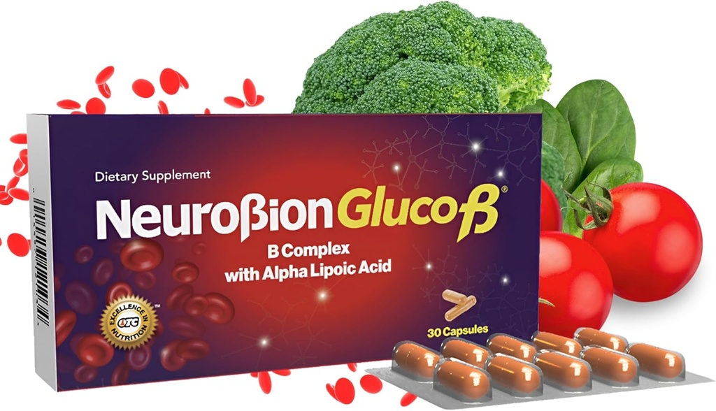Neurobion Gluco B con Acido Alfa Lipoico Suplemento dietético B Complejo con Ácido Lipoico alfa, Complejo B 30 Cápsula