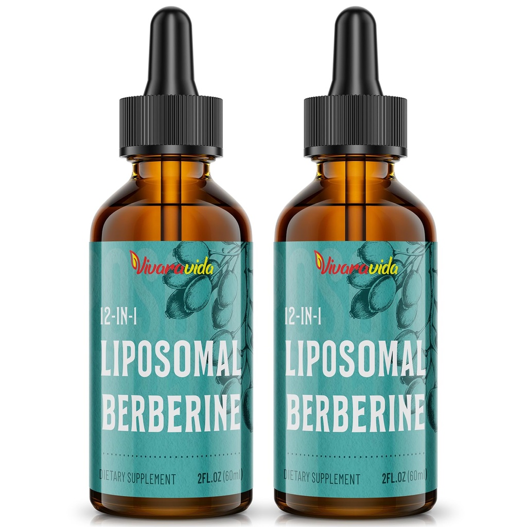 Berberina HCl Suplemento 3000 mg - Liposomal Berberine HCl Liquid - AMPK Activador con Turmeric, Ceylon Cinnamon, 12 Ingredientes naturales - 4 fl oz