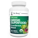 Dr. Berg's Greens Superfood Cruciferous Vegetable Tablets - Suplementos vegetales para adultos w / 11 Phytonutrient Super Greens - Energía, Sistema Inmunitario &amp; Tablas de verduras - 90 Tablet