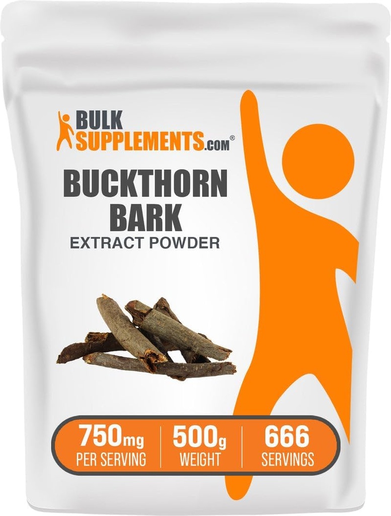 BulkSupplements.com Extract Powder de Barco de Buckthorn - Buckthorn Bark Powder, Suplemento Herbal - Vegan & Gluten Gratis, 750 mg por Serving, 500g (1.1 libras) (Pack of 1)