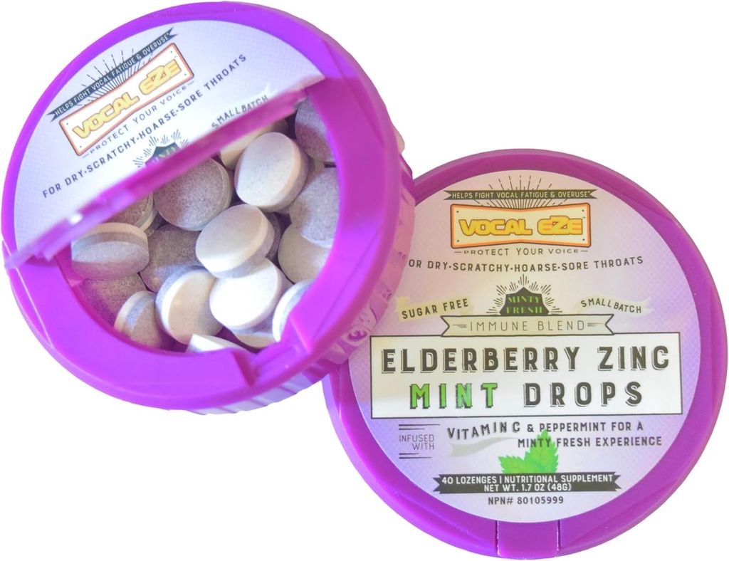 Vocal Eze Elderberry Mint con Vitamina C y Zinc (40)