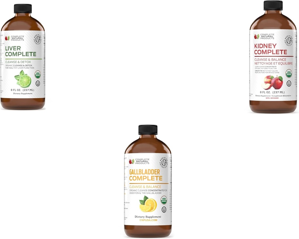 Complete Natural Products Liver Complete 8oz, Kidney Complete 8oz & Gallbladder Complete 8oz Bundle