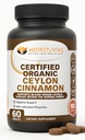 Me First Living Ceylon Cinnamon 1000mg, 100% Certified Organic Ceylon Cinnamon, Non-GMO, True Cinnamon, Metabolism Support, Antioxidante - 60 Tablets