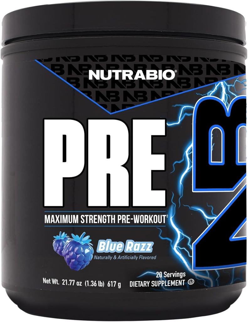NutraBio Preworkout Powder, Blue Razz sometida Explosive Energy, Laser Focus, Extreme Pumps sometida Pre Workout for Men &amp; Women durable Performance, Endurance, Power Complex, Caffeine, Electrolytes