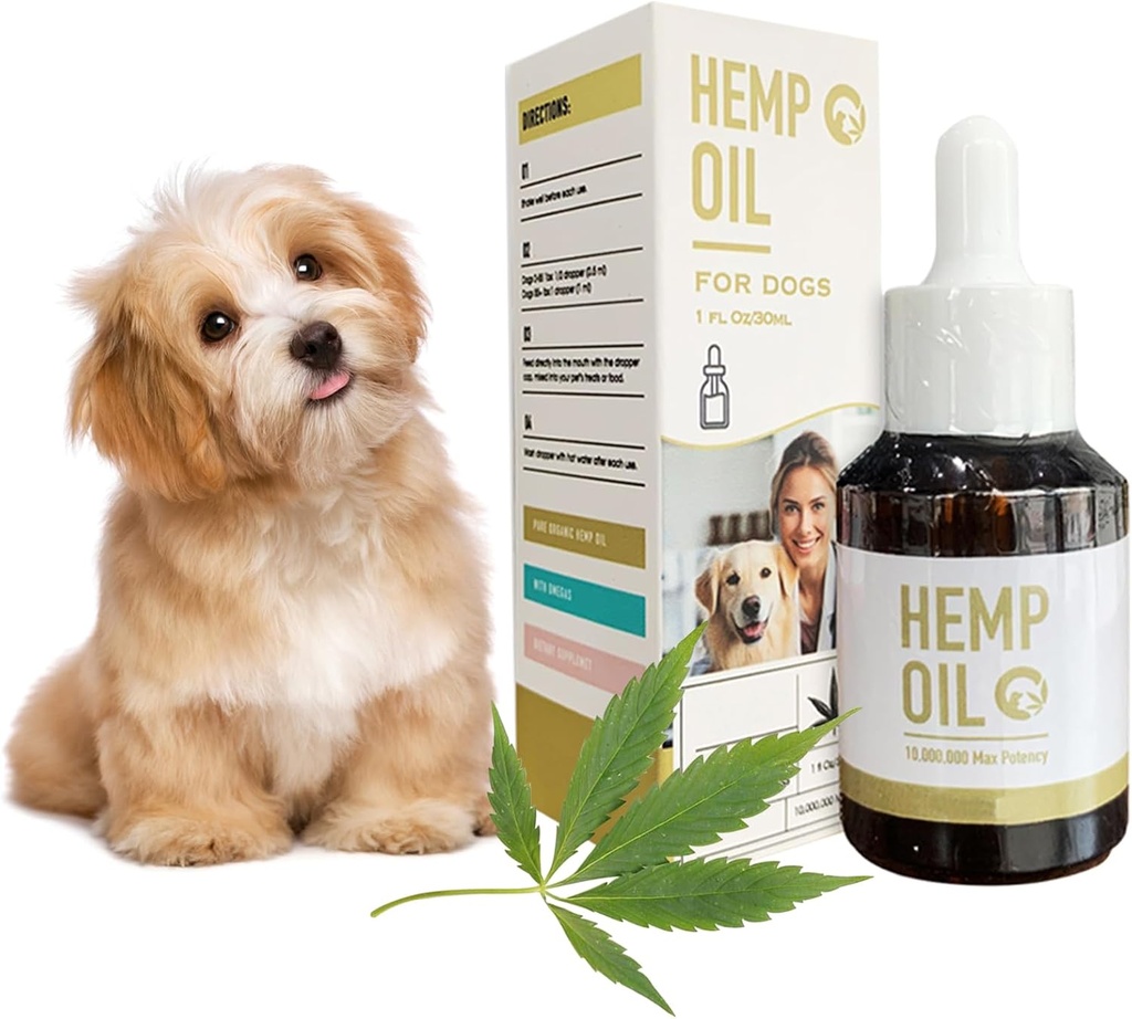 Aceite de cáñamo para perros - Mascotas Calentadores de cáñamo gotas para dolor de sueño ansiedad Inflamación Artritis Alergias - Apoyo Esquí Itchy, Conjunto &amp; Hip Health - Suplementos herbales- No GMO