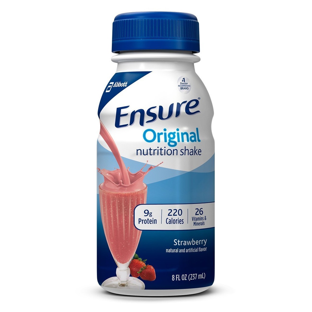Asegurar el afeitado de nutrición original, fresa, 8 onzas, 12 cuenta