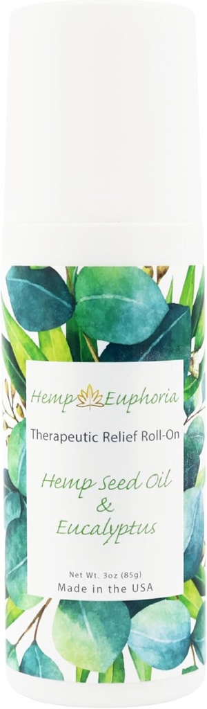 Hemp Seed Oil and Eucalyptus Joint &amp; Muscle Discomfort Relief Roll-On Gel  USDA Certified Organic Hemp Seed Oil, Helps Relieve Sore or Tight Muscles