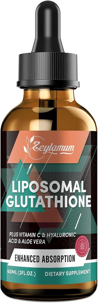 2000MG Liposomal Glutathione Liquid Drops, Ultra High Absorption, Natural Detoxification, Immune System & Skin Supprot*, L-Glutathione, Vitamina C ' Hyaluronic Acid, Capsules Alternative, 2.02 OZ