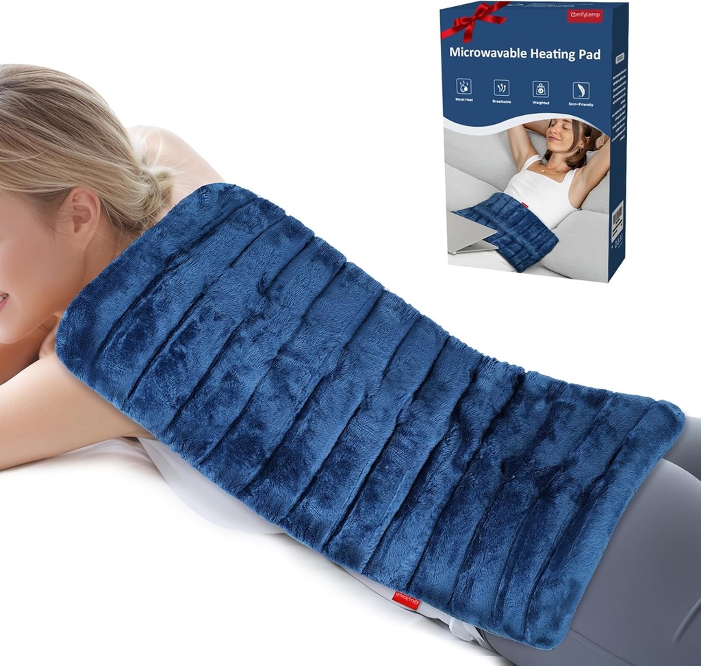 Comfytemp Extra Large Microwavable Calefacción Pad para el alivio de dolor de espalda, 12"x23" 3.7 LB Moist Heat Pad para el hombro de cuello, calambres, Terapia Física Regalos Día de las Madres para dolores, Juntas
