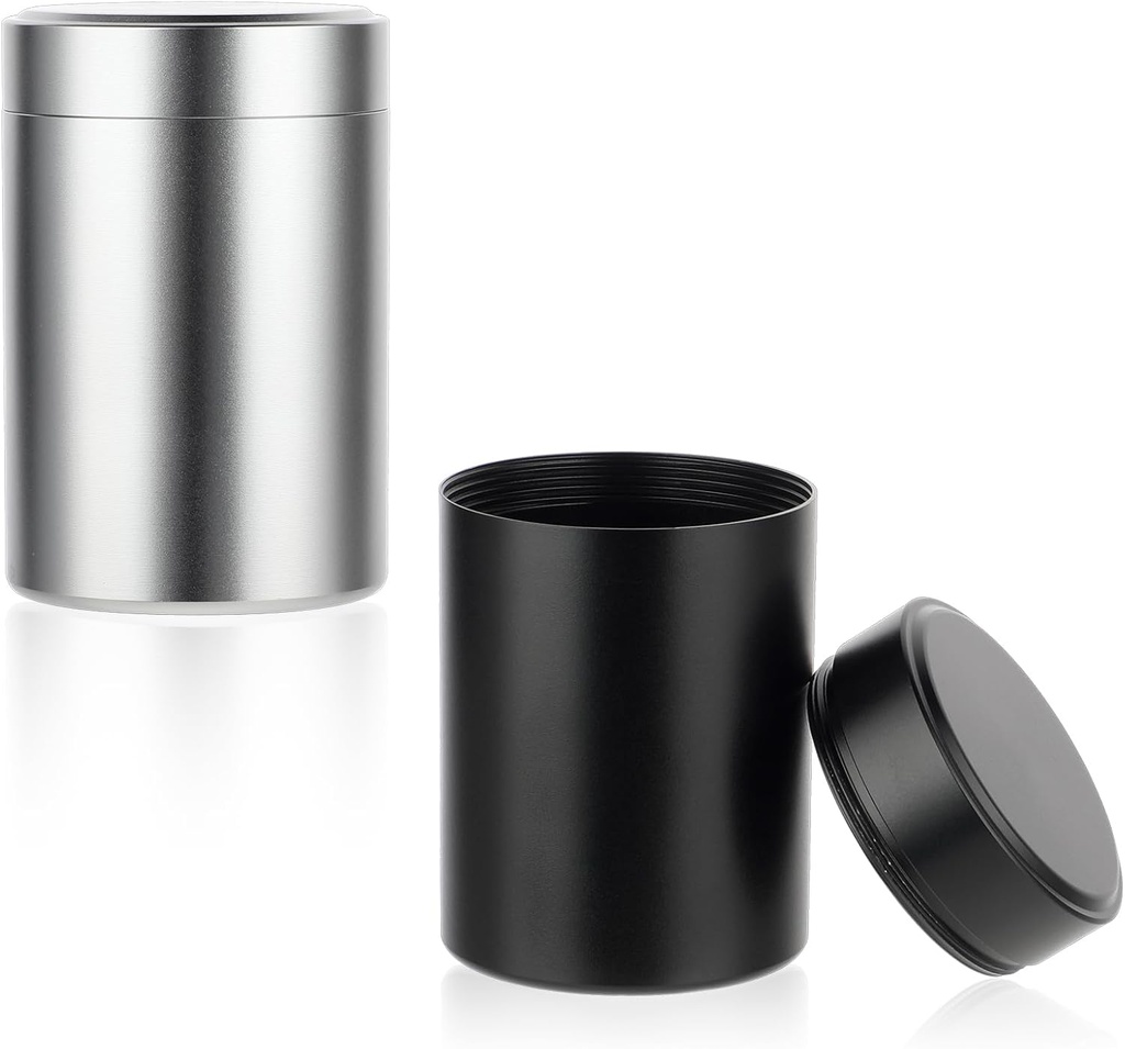 2pcs Portable Metal Pill Organizer, Round Daily Pill Box Holder Pocket Small Pill Case Medicine Organizer Vitamin Bottle Containers for Traveling Outdoor Fish Oils Suplementos (Black+Silver)