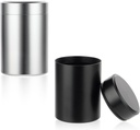 2pcs Portable Metal Pill Organizer, Round Daily Pill Box Holder Pocket Small Pill Case Medicine Organizer Vitamin Bottle Containers for Traveling Outdoor Fish Oils Suplementos (Black+Silver)