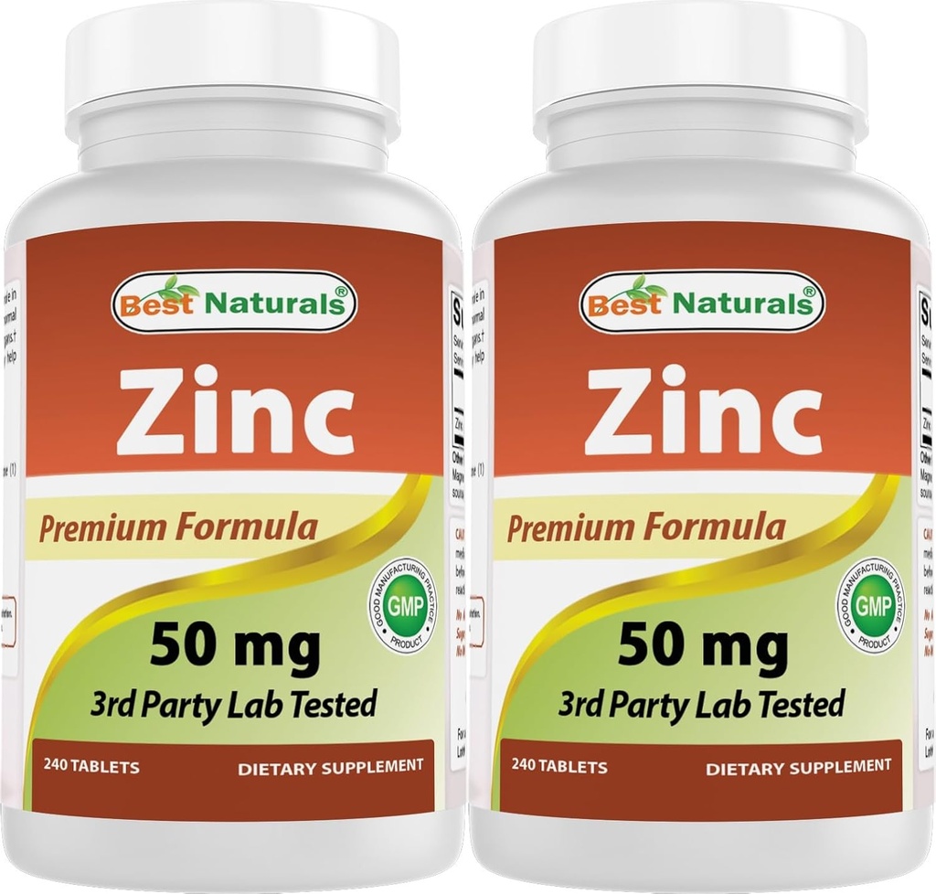 Mejor natural Zinc Suplemento como Zinc Gluconate 50mg 240 Tablets Pack de 2