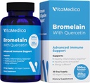 VitaMedica Bromelain " Quercetin Supplement - 500mg Bromelain 250mg Quercetin - 2400 GDU para la inmunidad, soporte conjunto, inflamación y recuperación muscular - 60 cápsulas Vegan - 30 servicios