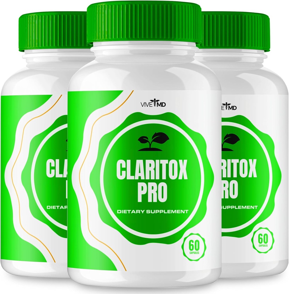 VIVE MD Claritox Pro for Vertigo Capsules, Claritox Pro for Vertigo Reviews, ClaritoxPro for Vertigo Support Suplemento, Maximum Strength Nootropic Dietary Formula Pills (3 Pack)
