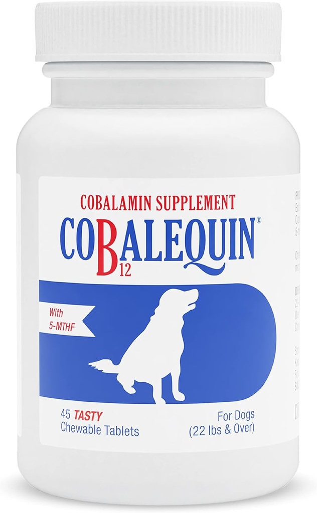 Nutramax Laboratories Cobalequin B12 Supplement for Medium to Large Dogs, 45 Chewable Tablets, Hydrolyzed Chicken, 2.08 ounces