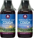WishGarden Herbs Serious Cough AM &amp; PM Syrup - Serious AM Non-Drowsy Cough Syrup + Grave PM Cough Syrup Soporta Dormir Descanso Mientras se calla Tos seca o húmeda, 4oz Bundle