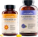 NatureWise Vitamina D3 5000iu (125 mcg) 1 año de suministro para la función del músculo saludable, y soporte inmunológico aceite de Flaxseed Max 720mg ALA  durable Highest Potency Flax Oil Omega 3