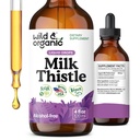 Wild &amp; Organic Milk Thistle Liquid Drops - Liver Cleanse Detox - Silymarin Milk Thistle Supplement for Liver Support - Silybum Marianum Seed Extract Tincture - Vegan, Sugar &amp; Alcohol-Free - 4 fl oz
